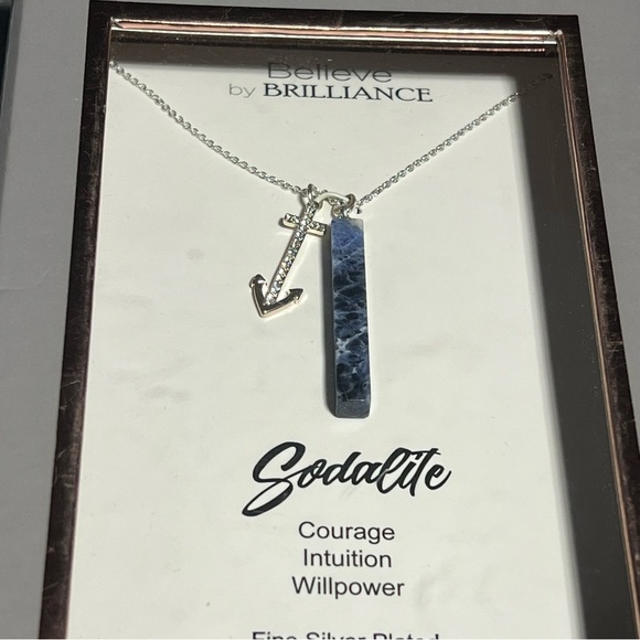 Fancy Jasper find silver plated genuine stone 18”+2 “necklace By Brilliance Gift - Picture 1 of 4